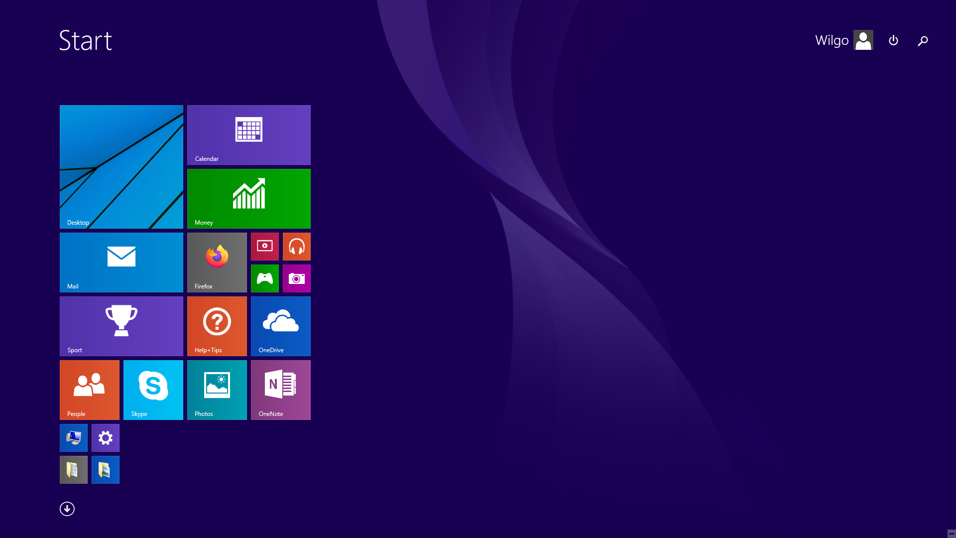 Image of a full-screen Windows 8.1 Start Menu.